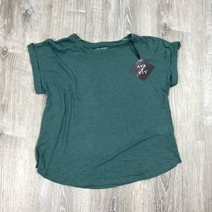 NWT Ava & Viv cuffed boxy tee in Jade 1X